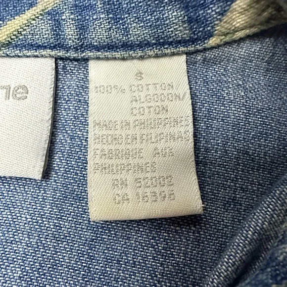 Liz Claiborne Lizwear Jeans Vintage Y2K Denim Floral Button Down - Picture 10 of 10